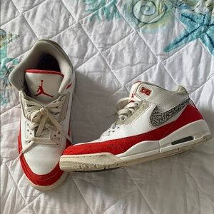 Nike Air Jordan reto Tinker Hatfield White Red Leather High-Top Sneakers